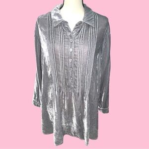 Coldwater Creek Silver Gray Velvet Blouse